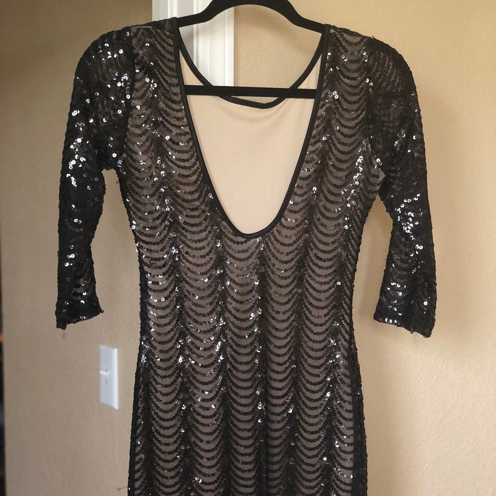 Karlie-Black Sequin Boutique Dress